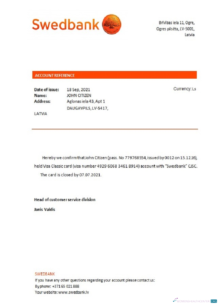 Download Latvia Swedbank closure reference Photoshop template